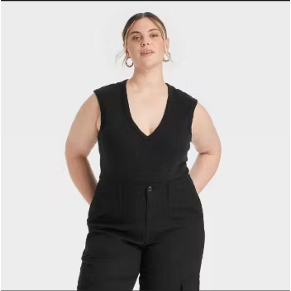 Universal Thread Women's Rib Bodysuit Heather Black size XXL NWT